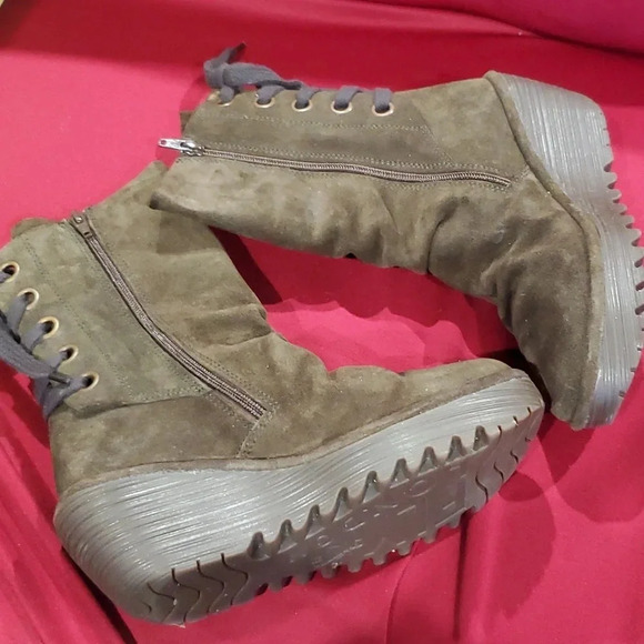 Fly London Yada oil suede brown wedge slouch boots iob - Picture 9 of 12